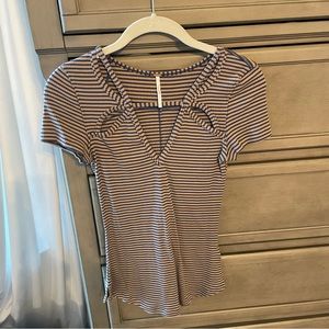 Free people knit cut out striped top size small